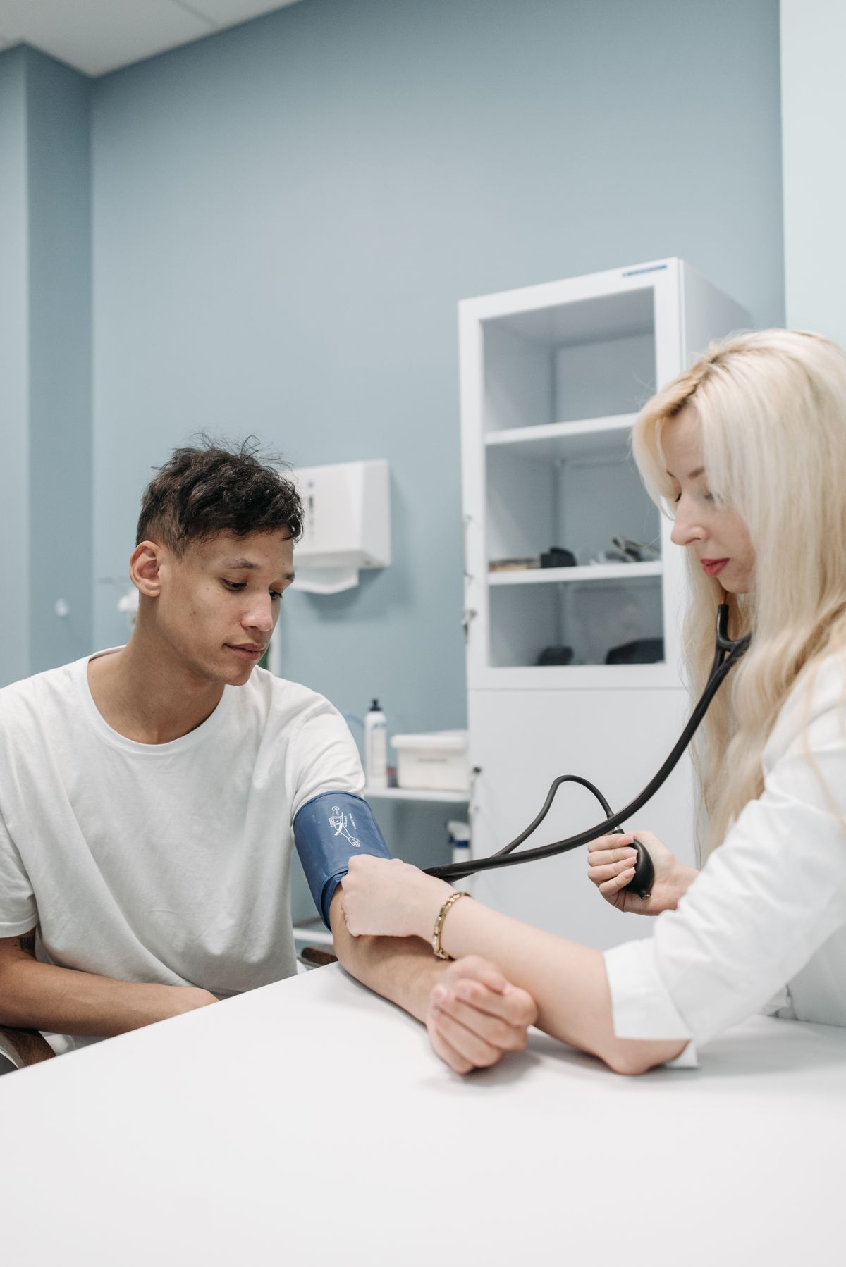 Blood pressure being checked during a health appointment