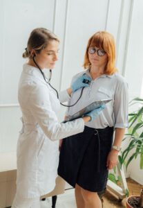 Stethoscope used during a clinical examination